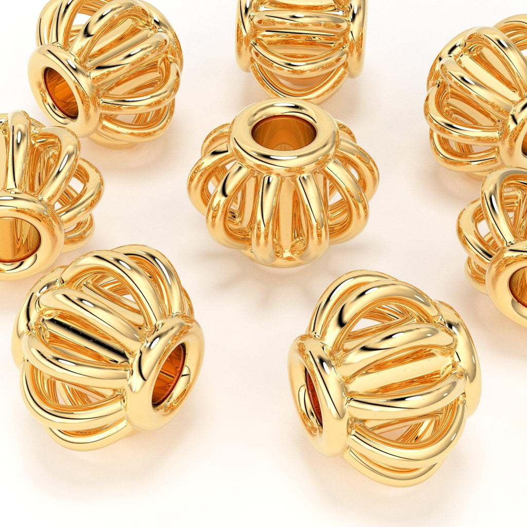 18k Solid Yellow Gold Fancy Bali Spacer Findings Bead Single piece 4.2mm - Jalvi & Co.