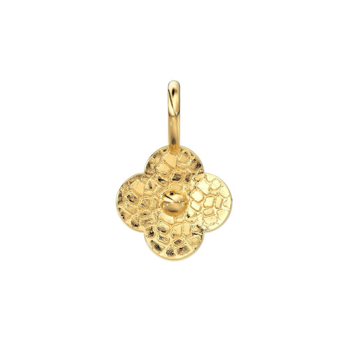 18k Solid Yellow Gold Fancy Textured Flower Charms Pendant Findings (5 pieces) - Jalvi & Co.