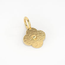 Load image into Gallery viewer, 18k Solid Yellow Gold Fancy Textured Flower Charms Pendant Findings (5 pieces) - Jalvi &amp; Co.