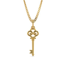 Load image into Gallery viewer, 18k Solid Yellow Gold Handmade Skeleton Key Charm Pendant, Gold Pendant, Key Pendant - Jalvi &amp; Co.