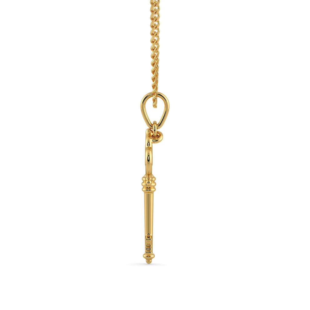 18k Solid Yellow Gold Handmade Skeleton Key Charm Pendant, Gold Pendant, Key Pendant - Jalvi & Co.