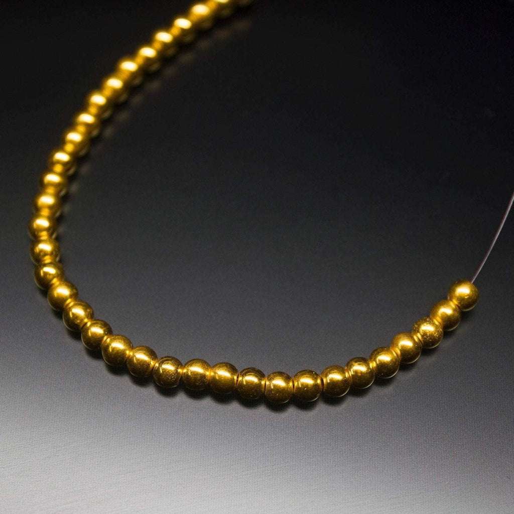 18k Solid Yellow Gold Handmade Tribal Round Sphere Spacer Beads Strand 4mm 10pc - Jalvi & Co.