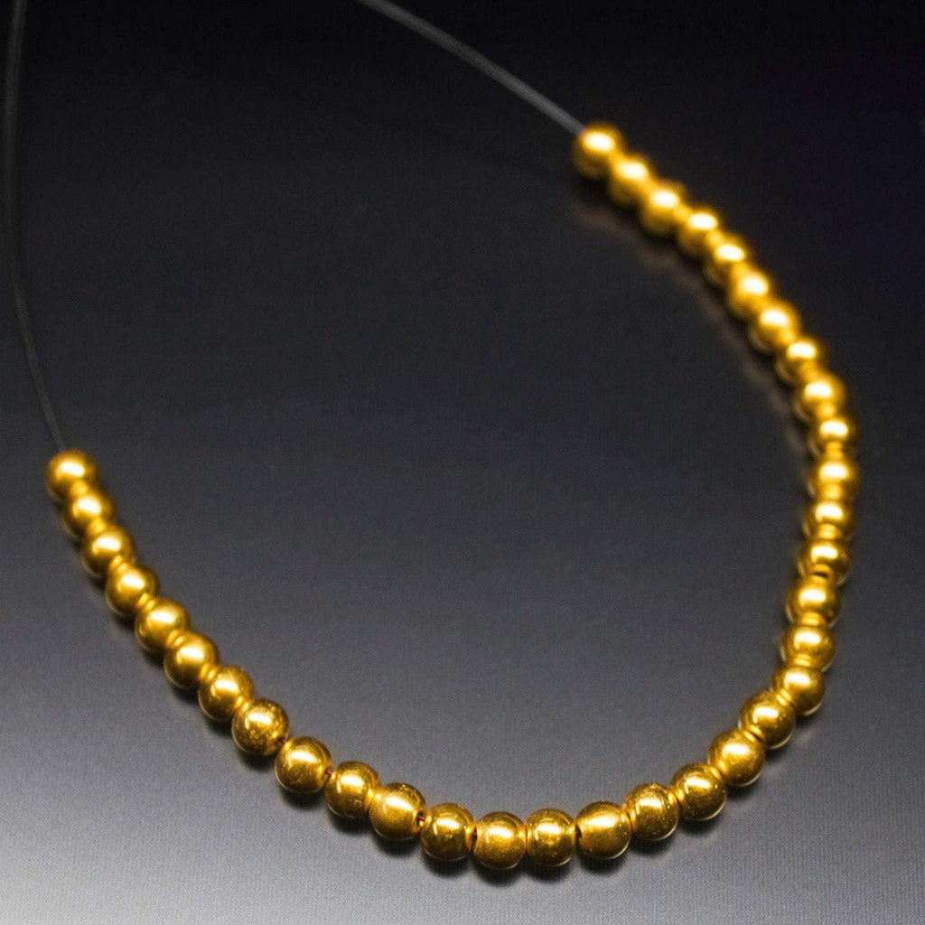 18k Solid Yellow Gold Handmade Tribal Round Sphere Spacer Beads Strand 4mm 10pc - Jalvi & Co.