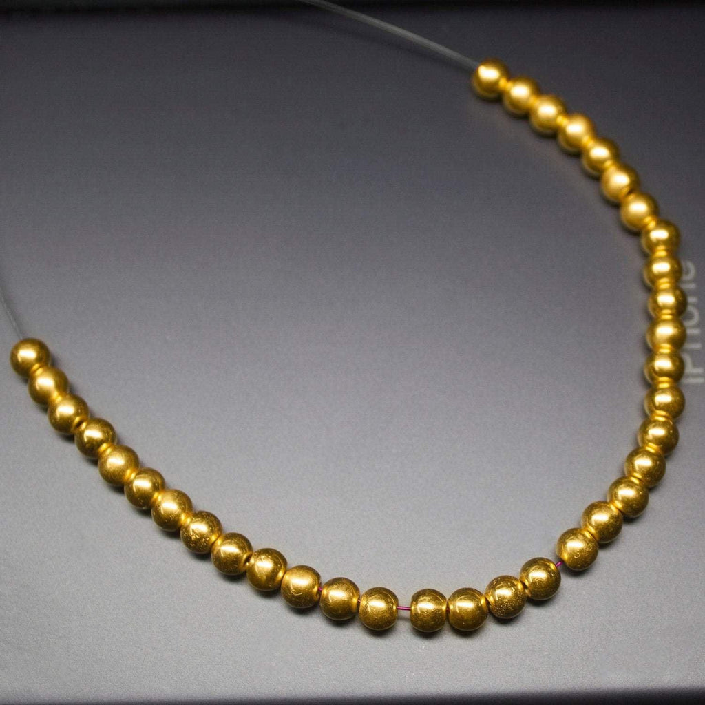 18k Solid Yellow Gold Handmade Tribal Round Sphere Spacer Beads Strand 4mm 10pc - Jalvi & Co.