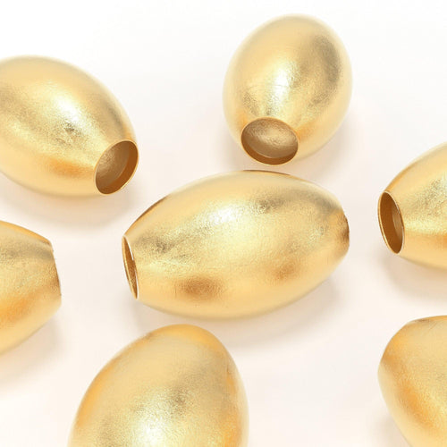 18k Solid Yellow Gold Rice Spacers Puff Marquise Hollow Beads 2.4