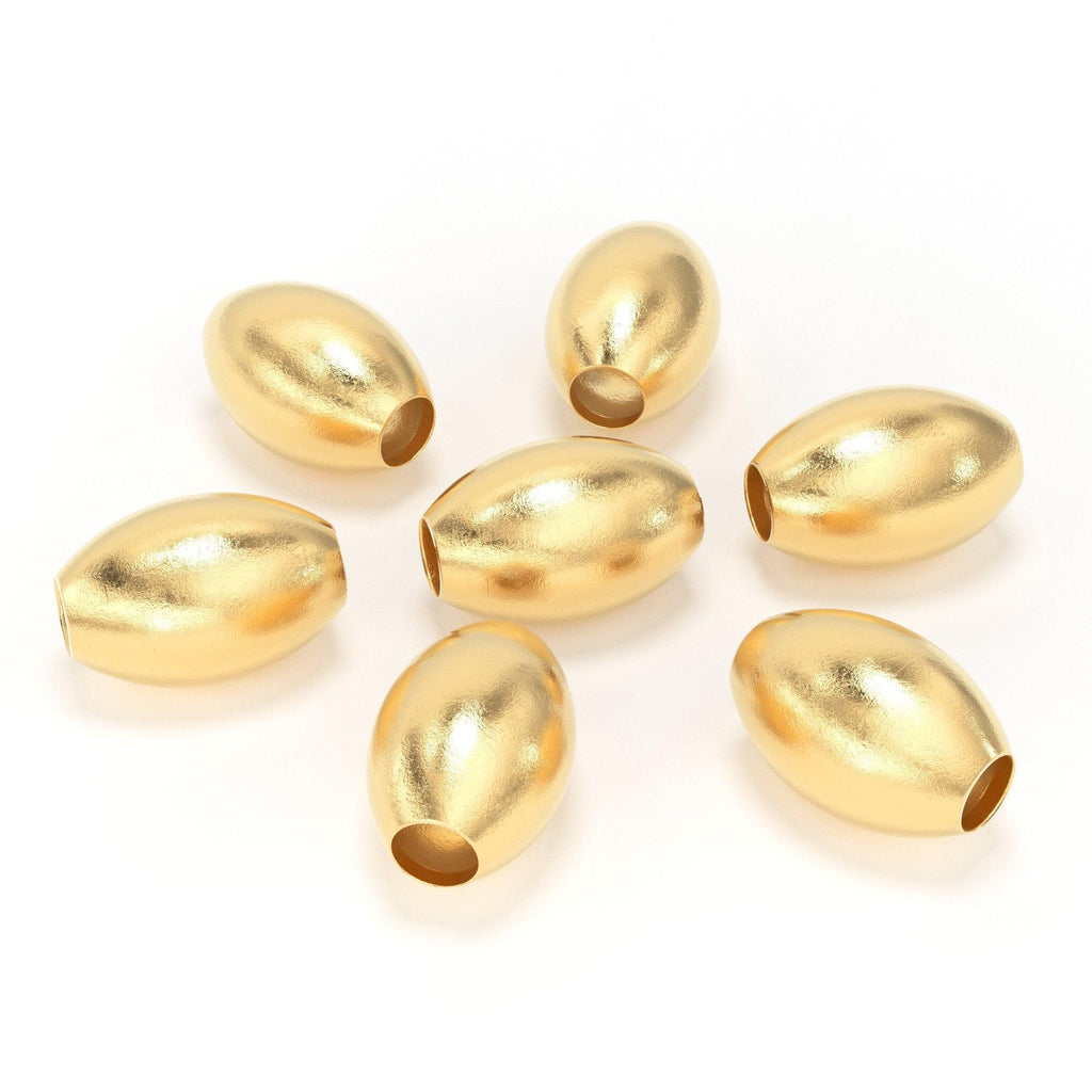 18k Solid Yellow Gold Rice Spacers Puff Marquise Hollow Beads 2.4" Strand 3.5mmx5.2mm - Jalvi & Co.