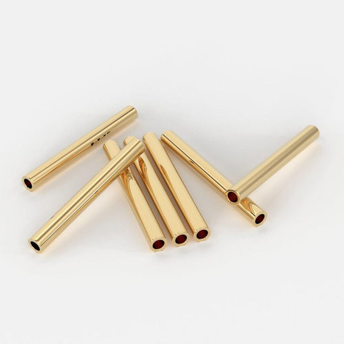 18k Solid Yellow Gold Smooth Tube 11mm Beads Findings (10 PIECES) - Jalvi & Co.