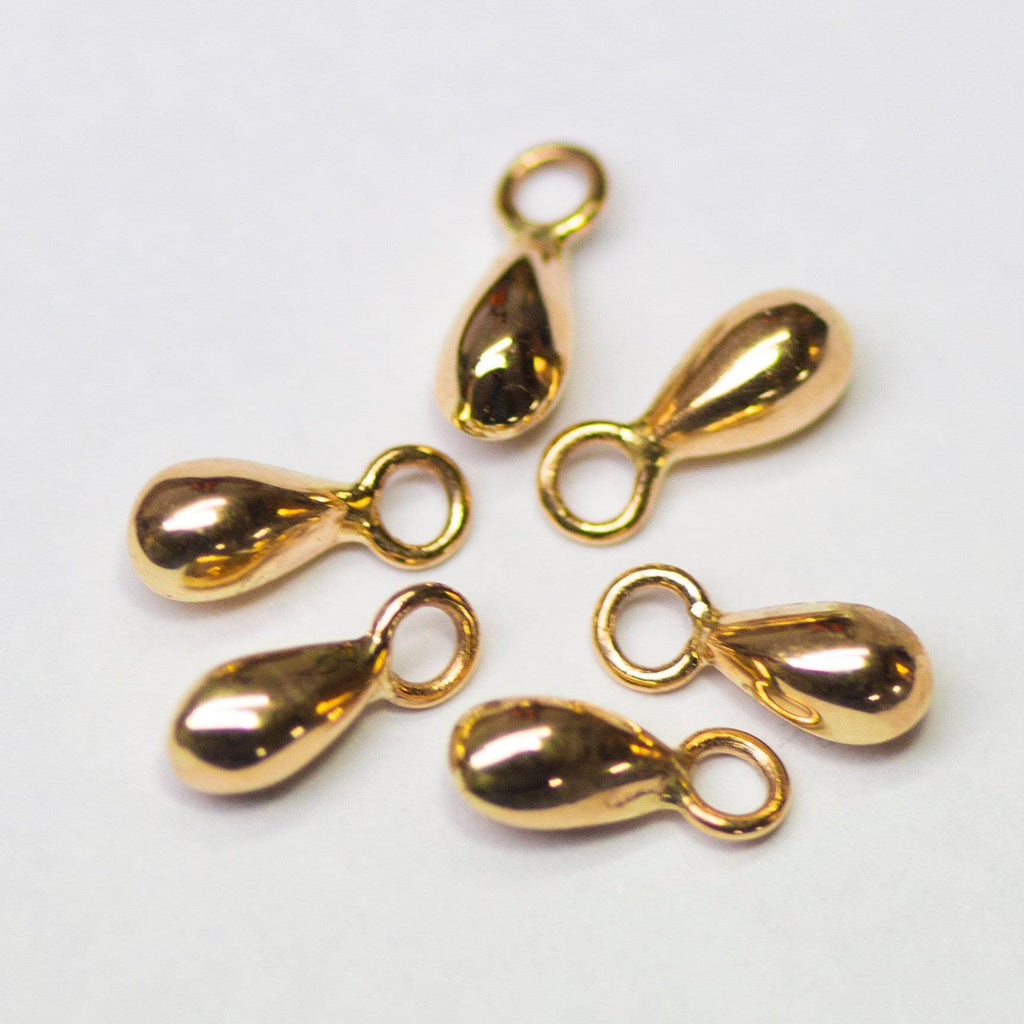 18k Solid Yellow Gold Teardrop Charm Pendant Finding, Gold Drops 3.3mmx8.5mm - Jalvi & Co.