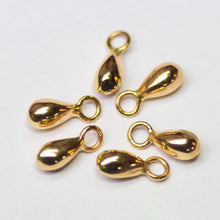 Load image into Gallery viewer, 18k Solid Yellow Gold Teardrop Charm Pendant Finding, Gold Drops 3.3mmx8.5mm - Jalvi &amp; Co.