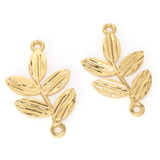 18k Solid Yellow Leaf Connector 15x10mm with 2.20mm Closed Jump Rings Finding