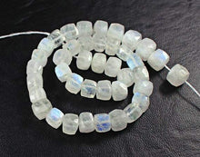 Load image into Gallery viewer, 19 beads, 8mm, Natural Blue Rainbow Moonstone Faceted Box Square Beads, Moonstone Beads - Jalvi &amp; Co.