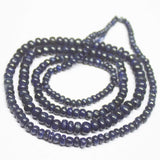 19 inch, 2mm 4mm, Natural Blue Sapphire Smooth Rondelle Shape Beads, Sapphire Beads