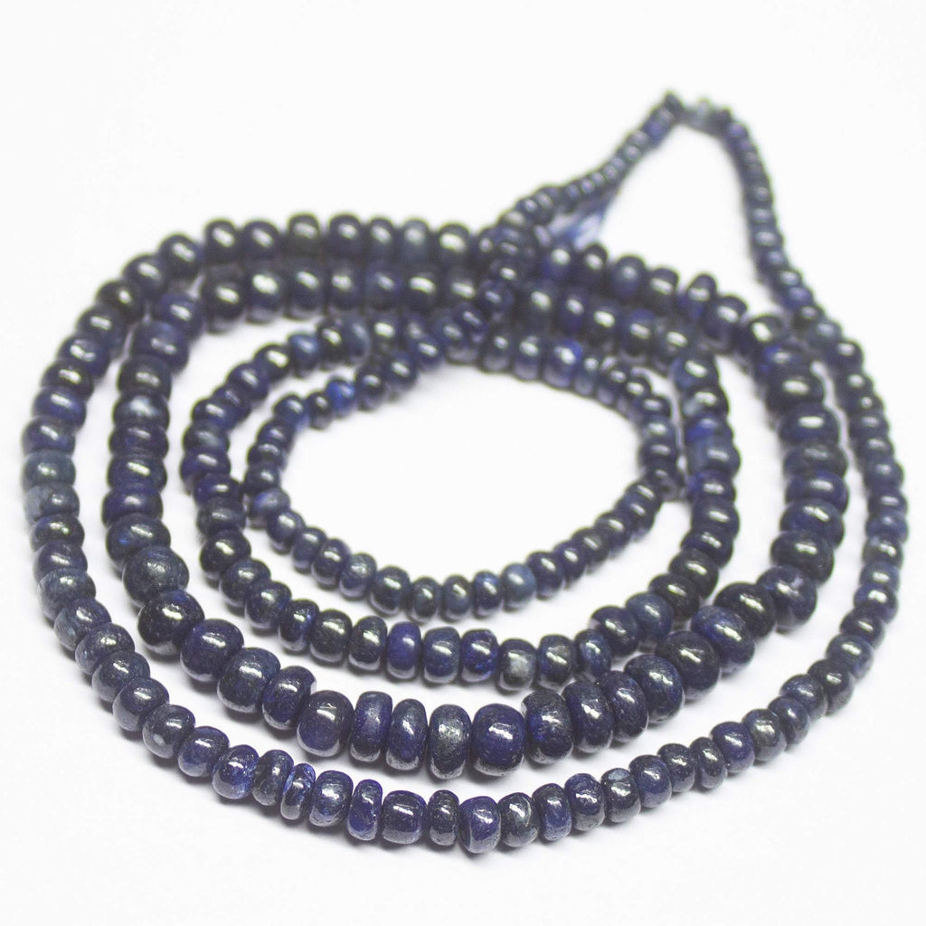 19 inch, 2mm 4mm, Natural Blue Sapphire Smooth Rondelle Shape Beads, Sapphire Beads - Jalvi & Co.
