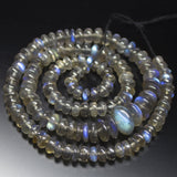 19 inch, 5mm 12mm, AAA Blue Labradorite Smooth Rondelle Large Size Beads, Labradorite Beads