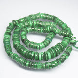 19 inch, 7mm 12mm, Natural Malachite Smooth Tyre Wheel Shape Beads, Malachite Bead