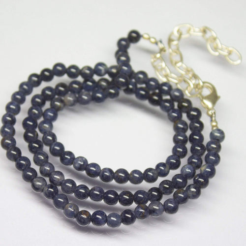 19 inches, 4mm, Untreated Blue Sapphire Smooth Round Shape Beaded Necklace, Sapphire Necklace - Jalvi & Co.