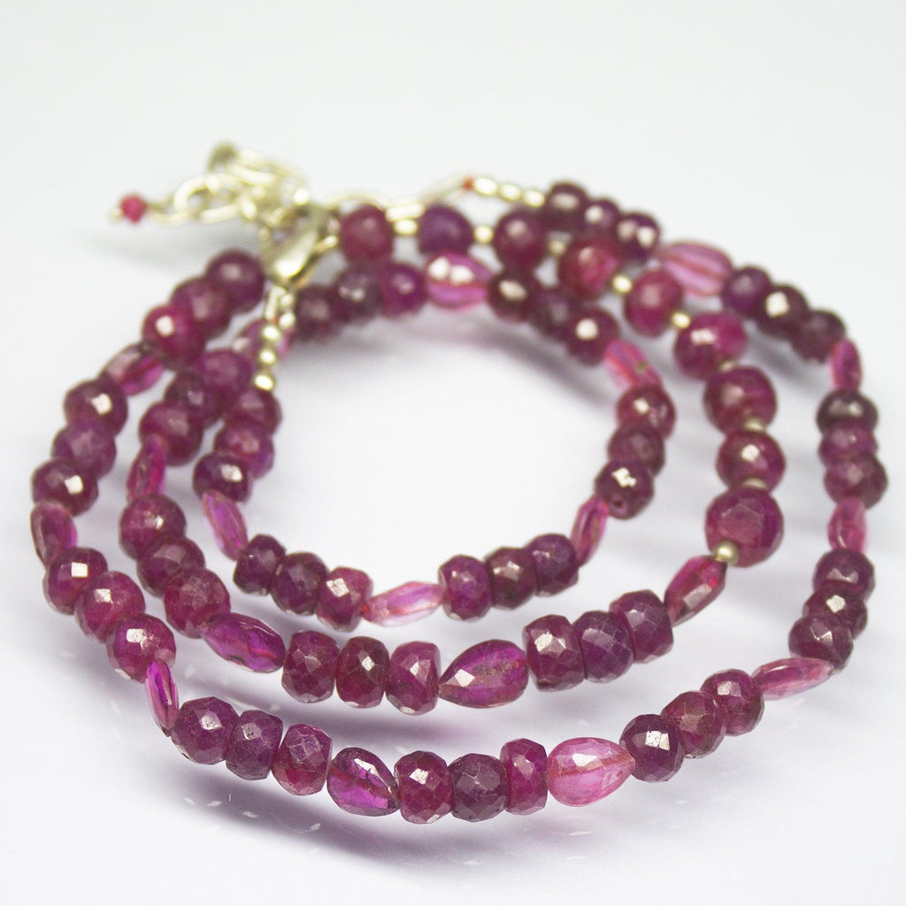 19 inches, 5mm 7mm, Natural Ruby and Tourmaline Multi Shaped Beaded Necklace, Beads Jewelry - Jalvi & Co.