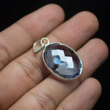 1pc, 37mm, Alexite Quartz Checker Oval Briolette 925 Sterling Silver Pendant, Quartz Pendant