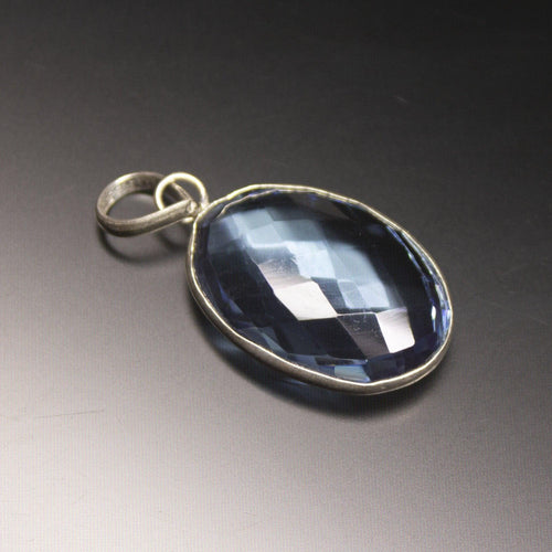 1pc, 37mm, Alexite Quartz Checker Oval Briolette 925 Sterling Silver Pendant, Quartz Pendant - Jalvi & Co.