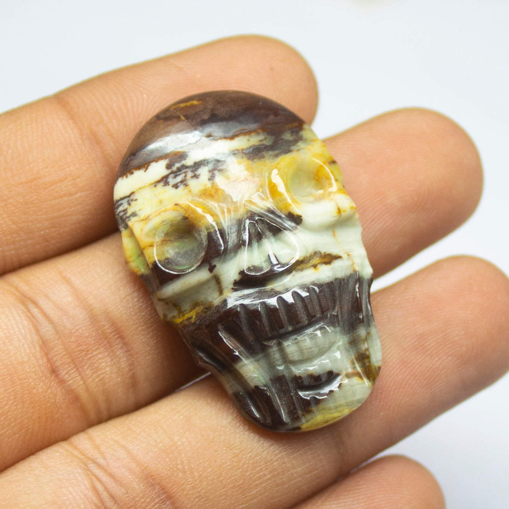 1pc, 38x25mm, Multi Jasper Carving Skull Loose Gemstone, Jasper - Jalvi & Co.