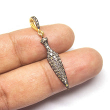 Load image into Gallery viewer, 1pc Arrowhead Pave Diamond 925 Sterling Silver Gold Vermeil Charm Pendant 40mm x 6mm - Jalvi &amp; Co.