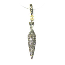 Load image into Gallery viewer, 1pc Arrowhead Pave Diamond 925 Sterling Silver Gold Vermeil Charm Pendant 40mm x 6mm - Jalvi &amp; Co.
