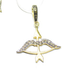 1pc Bow & Arrow Pave Diamond 925 Sterling Silver Gold Vermeil Charm Pendant 32mm x 23mm