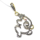 1pc Ganesha Pave Diamond 925 Sterling Silver Gold Vermeil Charm Pendant 38mm x 19mm