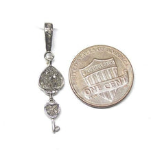 Load image into Gallery viewer, 1pc Heart Key and Lock Pave Diamond 925 Sterling Silver Oxidized Charm Pendant 33mm x 8mm - Jalvi &amp; Co.