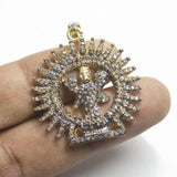 1pc Laxmi God Pave Diamond 925 Sterling Silver Gold Vermeil Charm Pendant 42mm x 33mm
