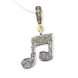 1pc Musical Note Pave Diamond Ruby 925 Sterling Silver Oxidized Charm Pendant 27mm x 15mm