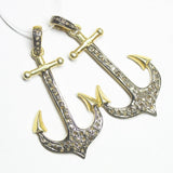 1pc Pave Diamond Designer Anchor Charm 925 Sterling Silver Gold Vermeil Charm Pendant 42mmx20mm