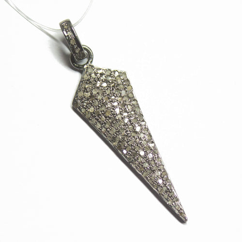 1pc Pave Diamond Designer Arrowhead Charm 925 Sterling Silver Gold Vermeil Charm Pendant 46mmx15mm - Jalvi & Co.