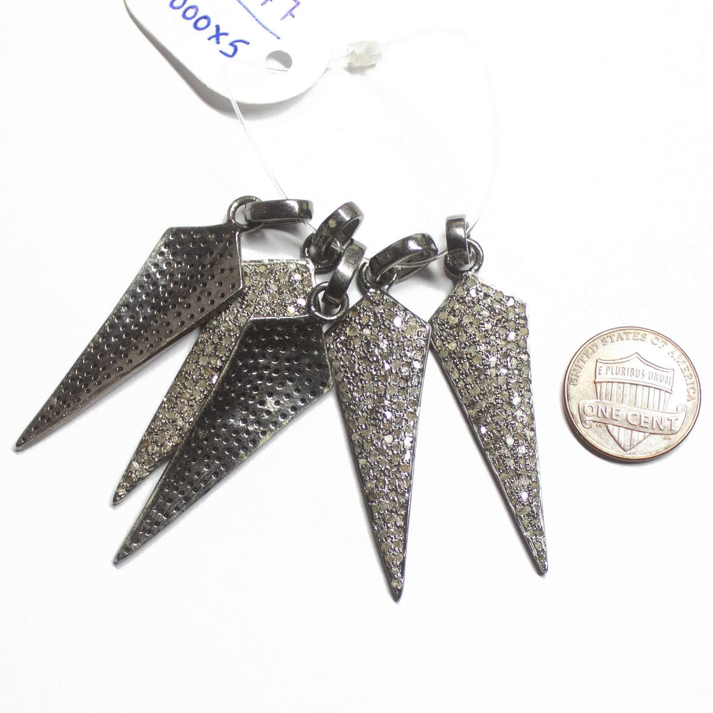 1pc Pave Diamond Designer Arrowhead Charm 925 Sterling Silver Gold Vermeil Charm Pendant 46mmx15mm - Jalvi & Co.