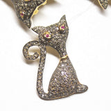 1pc Pave Diamond Designer Egyptian Cat Charm 925 Sterling Silver Gold Vermeil Brooch 29mmx18mm