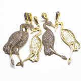 1pc Pave Diamond Flamingo Bird 925 Sterling Silver Gold Vermeil Charm Pendant 57mmx16mm
