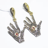 1pc Pave Diamond Hand Palm Charm 925 Sterling Silver Gold Vermeil Charm Pendant 32mmx15mm