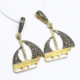 1pc Pave Diamond Sailing Boat Charm 925 Sterling Silver Gold Vermeil Charm Pendant 30mmx17mm