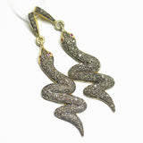 1pc Pave Diamond Snake 925 Sterling Silver Gold Vermeil Charm Pendant 48mmx12mm