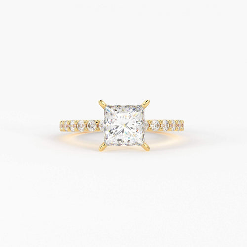 2.5 Carat Princess Cut Diamond Engagement Ring / Natural Princess Cut Diamond / Diamond Prong Set Promise Ring / Proposal 18k Gold Ring - Jalvi & Co.