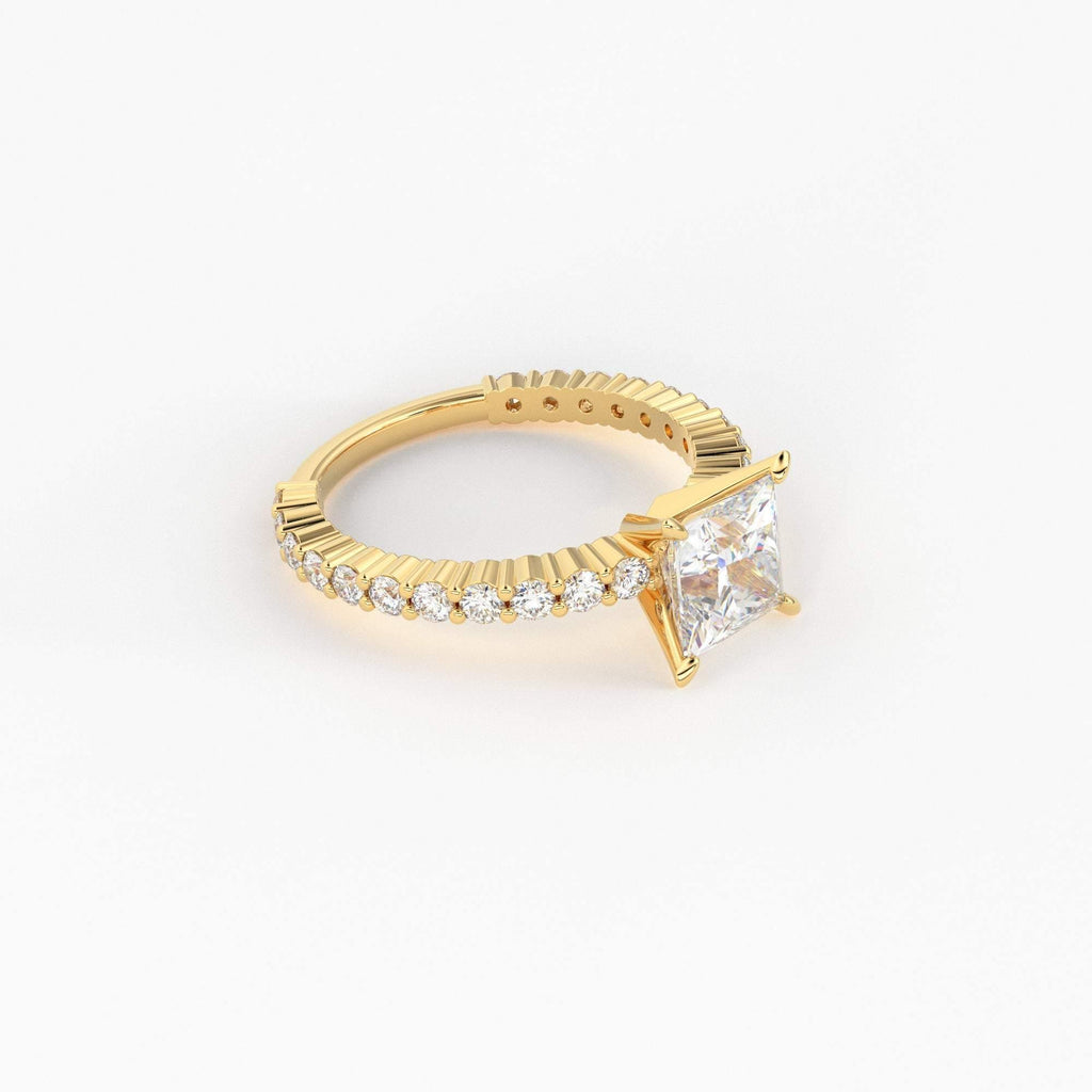 2.5 Carat Princess Cut Diamond Engagement Ring / Natural Princess Cut Diamond / Diamond Prong Set Promise Ring / Proposal 18k Gold Ring - Jalvi & Co.