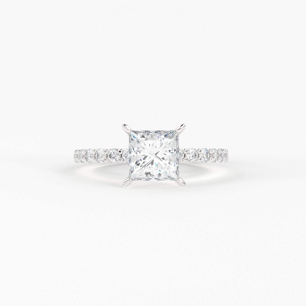 2.5 Carat Princess Cut Diamond Engagement Ring / Natural Princess Cut Diamond / Diamond Prong Set Promise Ring / Proposal 18k Gold Ring - Jalvi & Co.