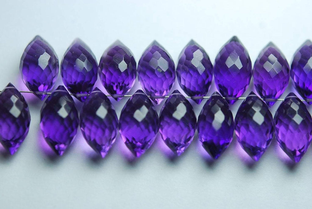2 Match Pair, Aaa Quality,Purple Amethyst Quartz Faceted Dew Drops Briolettes 12-13mm Size Calibrated Size - Jalvi & Co.