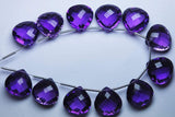 2 Match Pair Aaapurple Amethyst Quartz Faceted Heart Briolettes 14mm Size Calibrated Size