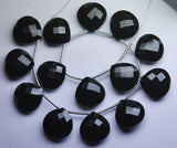 2 Match Pair-Black Onyx Faceted Heart Shape Briolettes, 16mm Size Calibrated Size