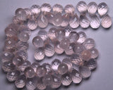 2 Match Pair Natural Rose Quartz Faceted Drops Shape Briolettes Calibrated Size 12X8mm