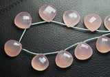 2 Match Pair Rose Pink Chalcedony Faceted Heart Briolettes 15mm Calibrated Size