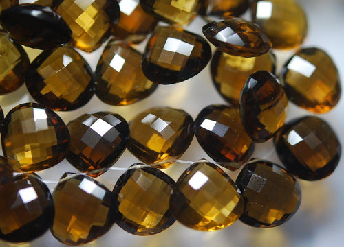 2 Match Pair, Super Rare Aaa Finest Quality Beer Quartz Faceted Heart Briolettes Calibrated Size 14mm - Jalvi & Co.