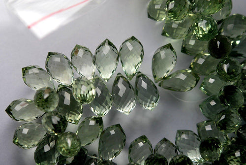 2 Match Pair, Super Rare, Aaa Green Amethyst Faceted Chandelier Drops Briolettes, Calibrated Size, 14X8mm - Jalvi & Co.
