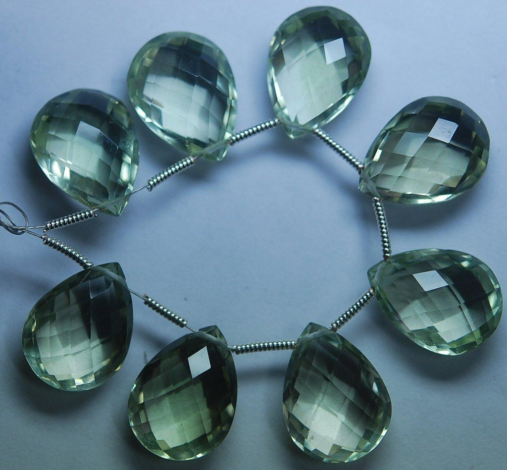 2 Match Pair, Super Rare Aaa Green Amethyst Faceted Pear Briolettes Calibrated Size 10X16mm - Jalvi & Co.